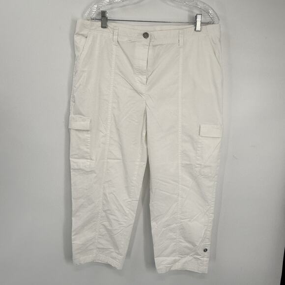 Chicos 2.5 Cargo Crop Pants size Large/14 White Stretch Cotton Resort - Picture 12 of 12